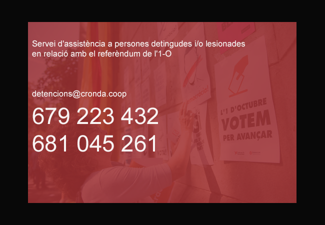 Servei d'assitència jurídica per a detingudes en relació a l'1-O