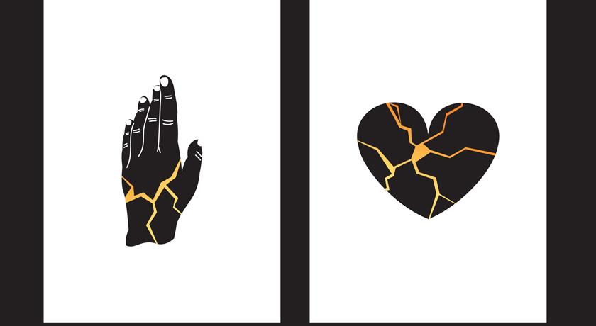 Una mà i un cor cosits amb fil d'or